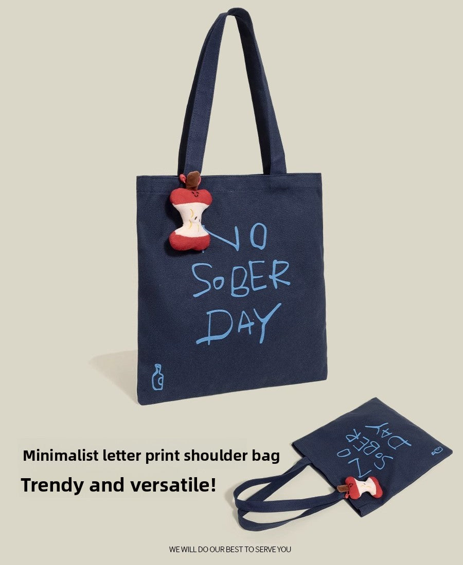 Korean Lazy Wind Shoulder Bag 2025 New Original Letter Design Large Capacity Tote Bag