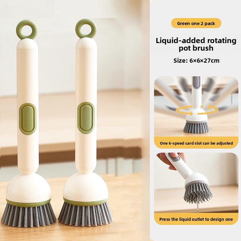 Pot brush Long handle brush Household liquid-adding type Rotatable non-stick oil does not hurt the pot Cleaning Kitchen special washing pot washing dishes