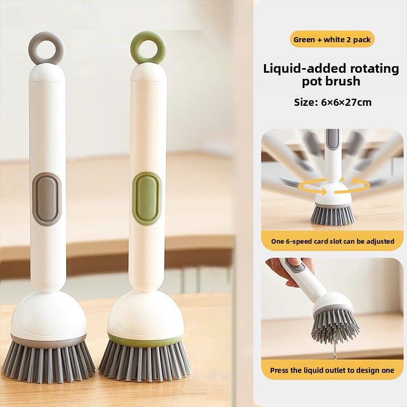 Pot brush Long handle brush Household liquid-adding type Rotatable non-stick oil does not hurt the pot Cleaning Kitchen special washing pot washing dishes