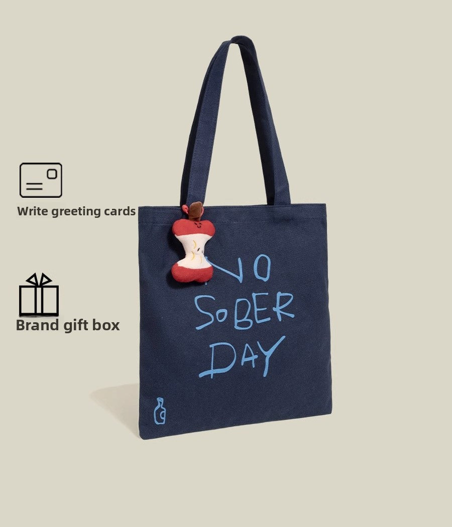 Korean Lazy Wind Shoulder Bag 2025 New Original Letter Design Large Capacity Tote Bag