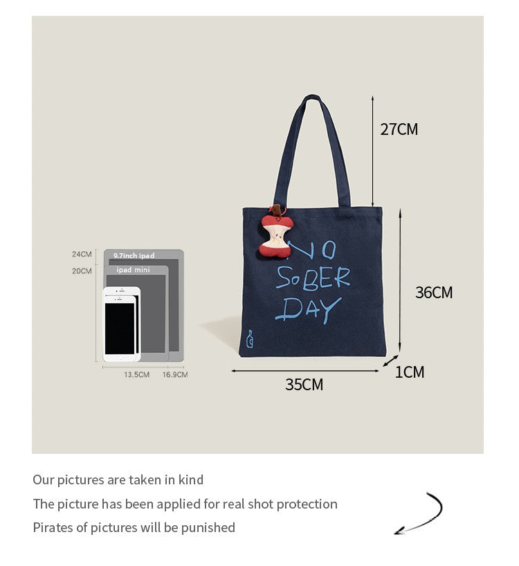 Korean Lazy Wind Shoulder Bag 2025 New Original Letter Design Large Capacity Tote Bag