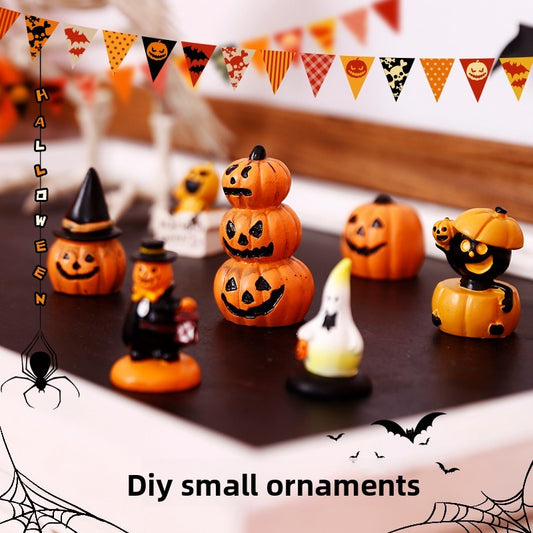 Halloween theme mini cute pumpkin lanterns tabletop ornaments props store scene atmosphere decorations small toys Halloween essentials