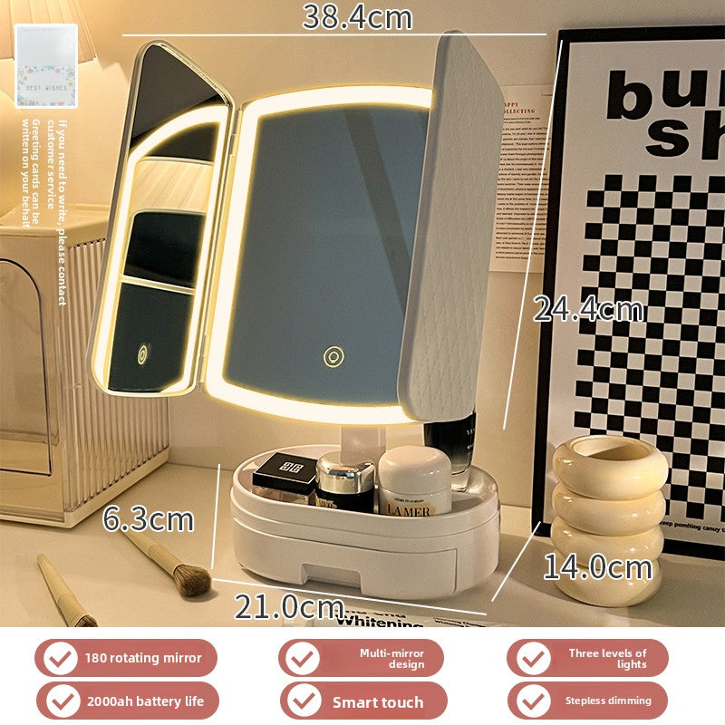 Halloween makeup essential mirror makeup mirror with lamp desktop vanity mirror charging led lamp birthday gift girls dormitory practical mirror