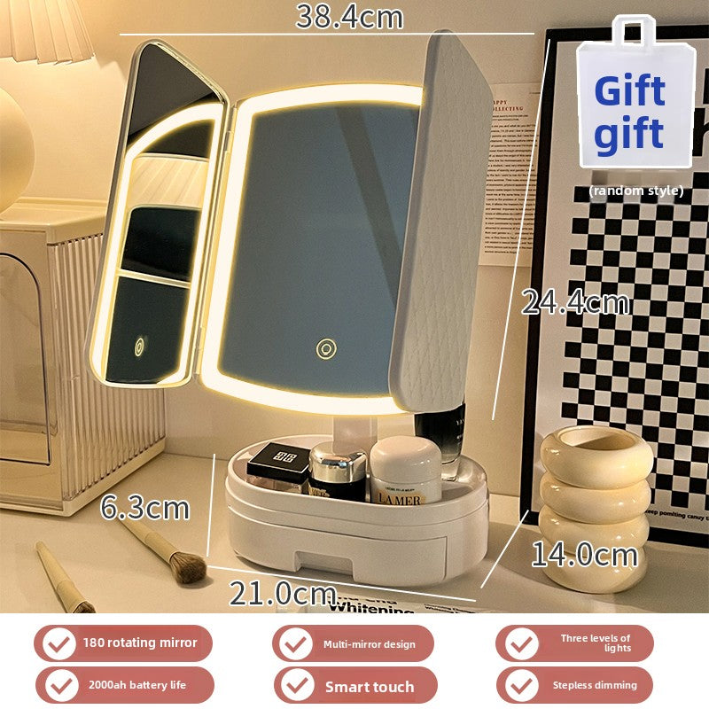 Halloween makeup essential mirror makeup mirror with lamp desktop vanity mirror charging led lamp birthday gift girls dormitory practical mirror