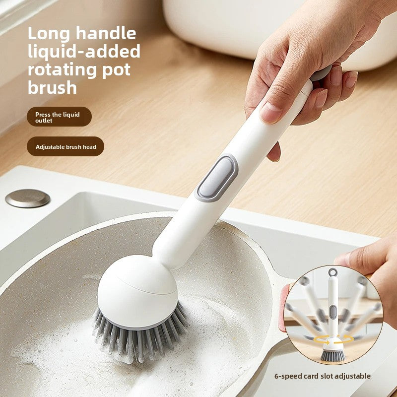 Pot brush Long handle brush Household liquid-adding type Rotatable non-stick oil does not hurt the pot Cleaning Kitchen special washing pot washing dishes