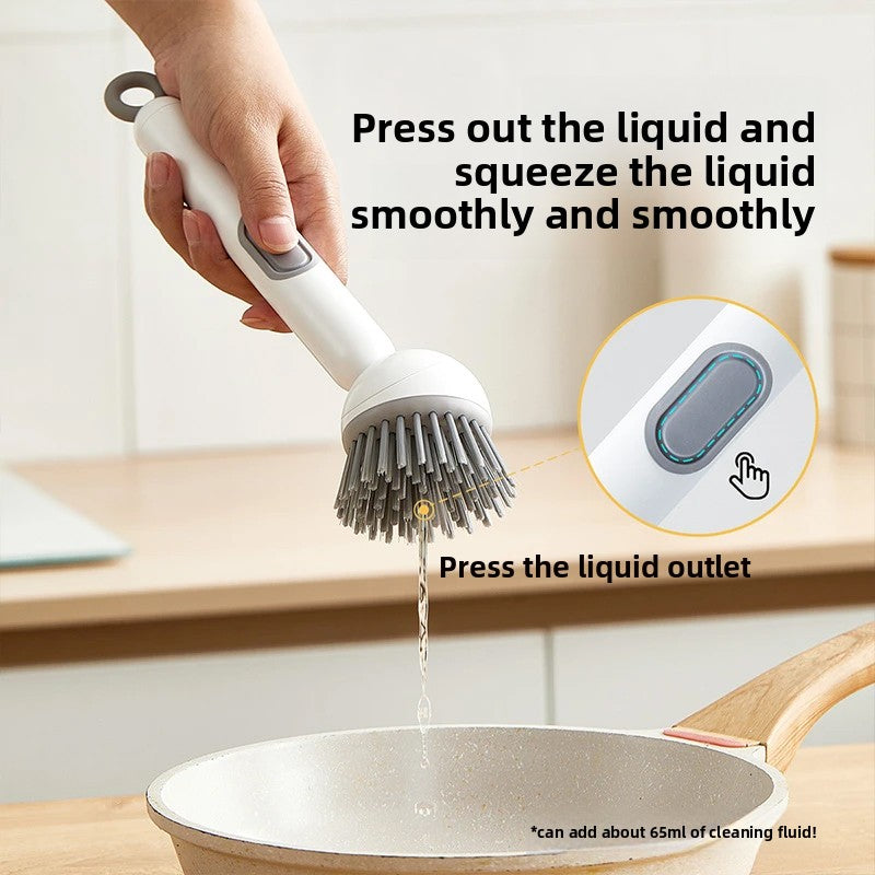 Pot brush Long handle brush Household liquid-adding type Rotatable non-stick oil does not hurt the pot Cleaning Kitchen special washing pot washing dishes