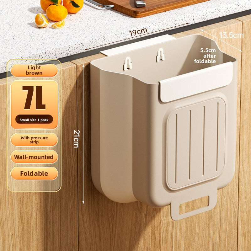 Kitchen trash can hanging type household food waste classification foldable cabinet door wall hanging bathroom toilet storage paper basket