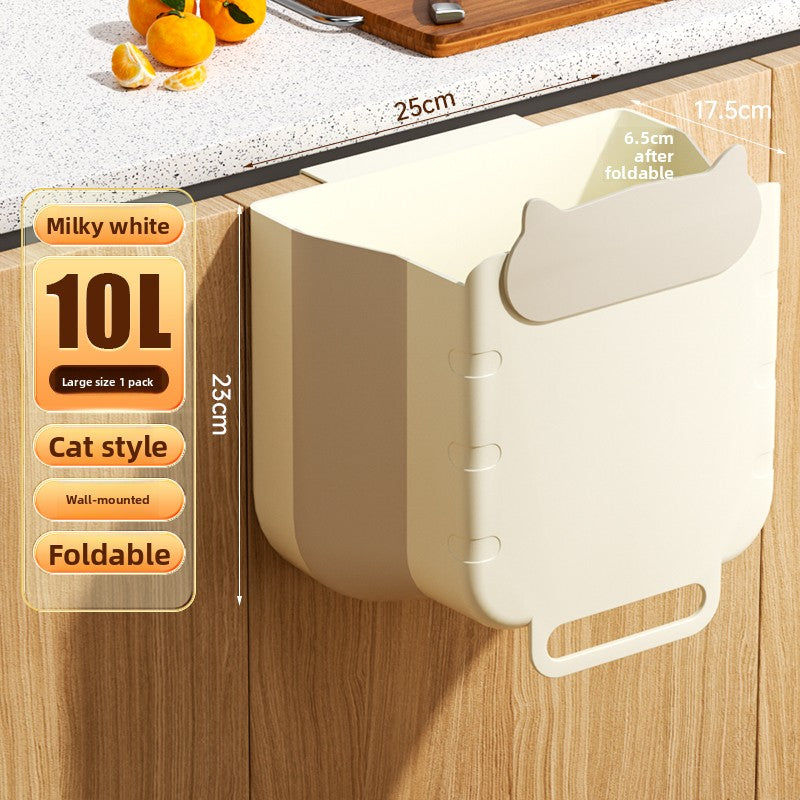 Kitchen trash can hanging type household food waste classification foldable cabinet door wall hanging bathroom toilet storage paper basket