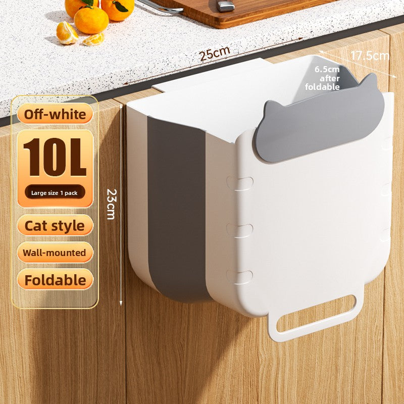 Kitchen trash can hanging type household food waste classification foldable cabinet door wall hanging bathroom toilet storage paper basket