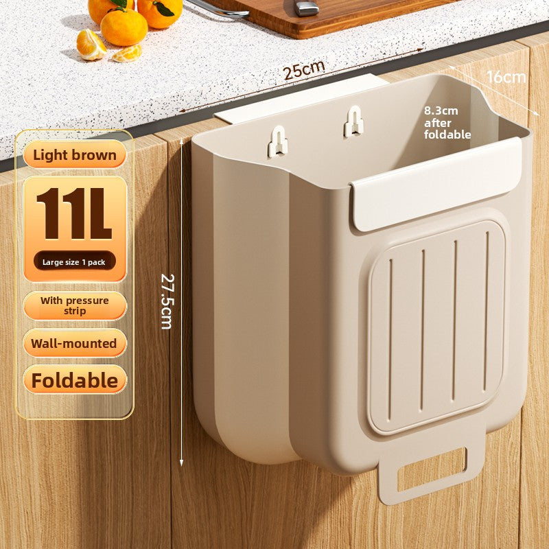 Kitchen trash can hanging type household food waste classification foldable cabinet door wall hanging bathroom toilet storage paper basket