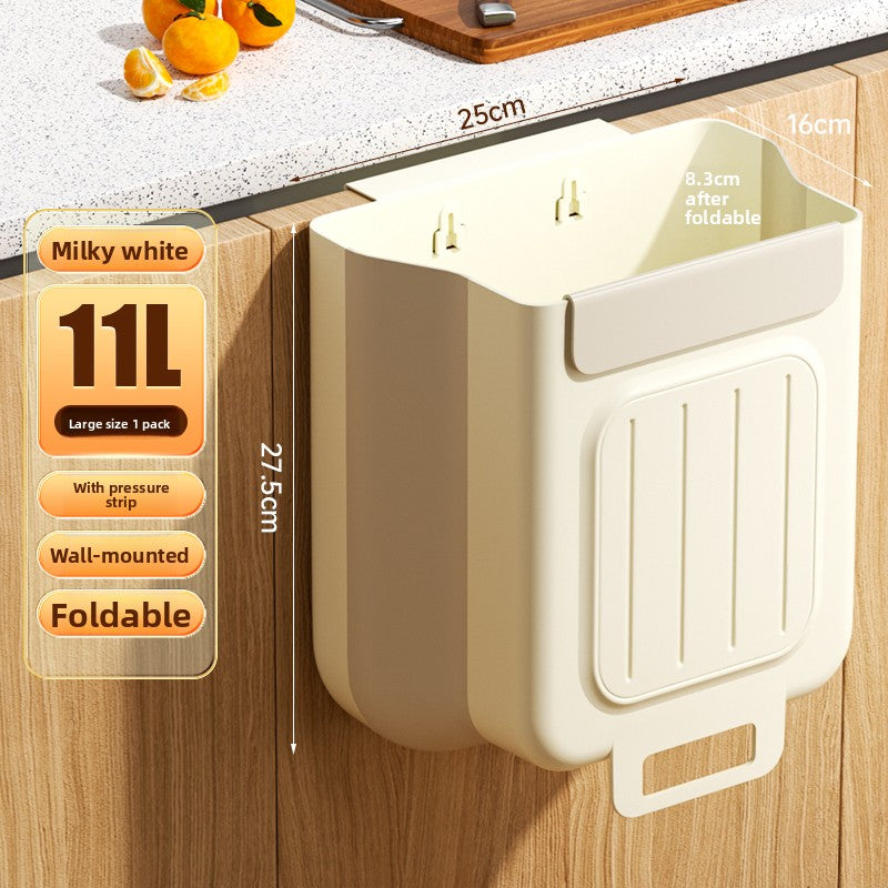 Kitchen trash can hanging type household food waste classification foldable cabinet door wall hanging bathroom toilet storage paper basket
