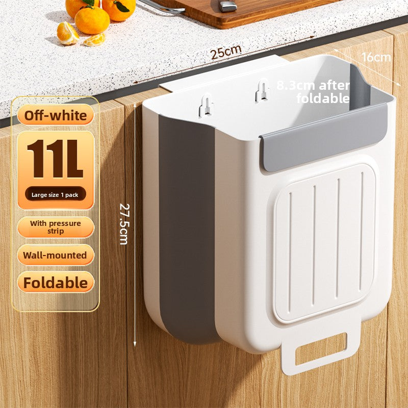 Kitchen trash can hanging type household food waste classification foldable cabinet door wall hanging bathroom toilet storage paper basket