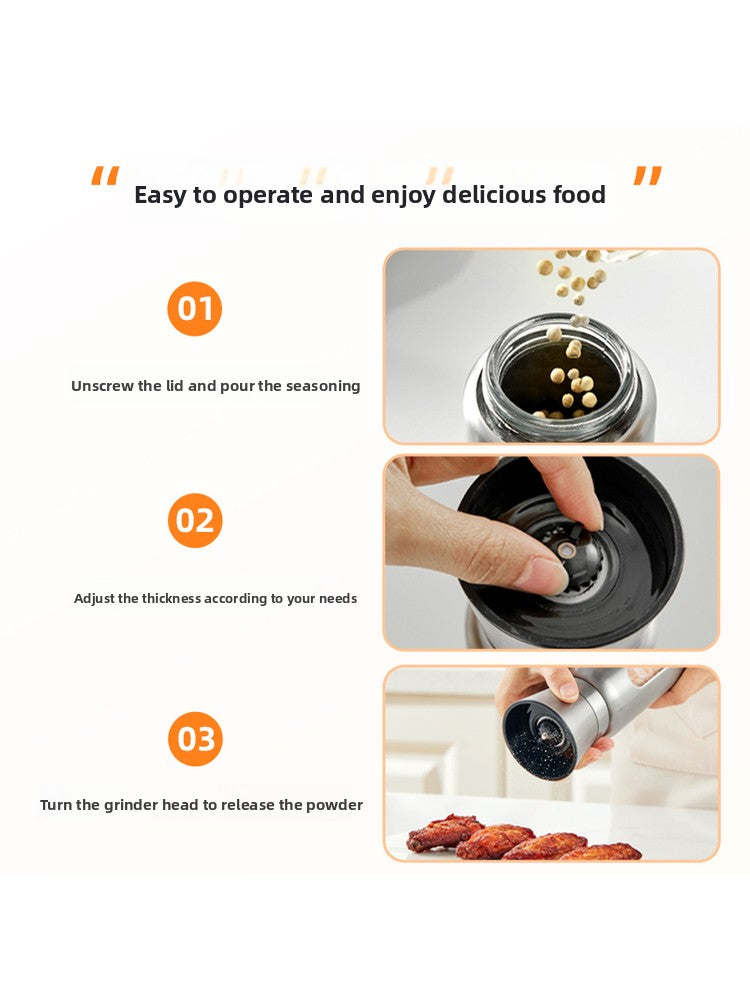 Pepper grinder Manual grinding Sea salt Pepper grains Pepper artifact Seasoning bottle Stainless steel grinding bottle Seasoning tank
