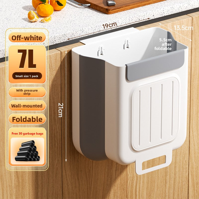 Kitchen trash can hanging type household food waste classification foldable cabinet door wall hanging bathroom toilet storage paper basket