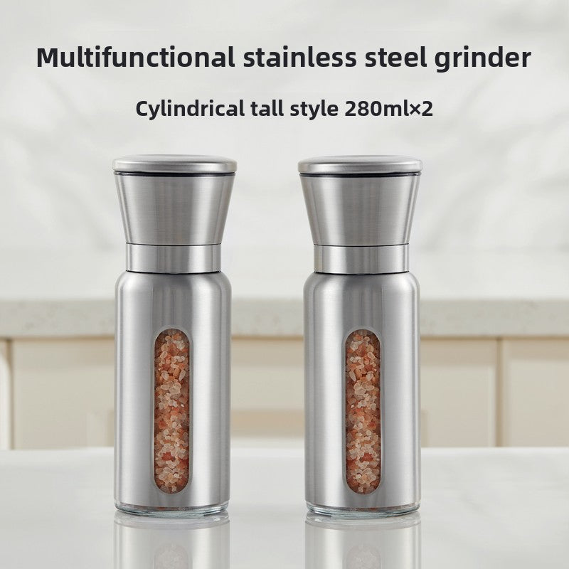 Pepper grinder Manual grinding Sea salt Pepper grains Pepper artifact Seasoning bottle Stainless steel grinding bottle Seasoning tank