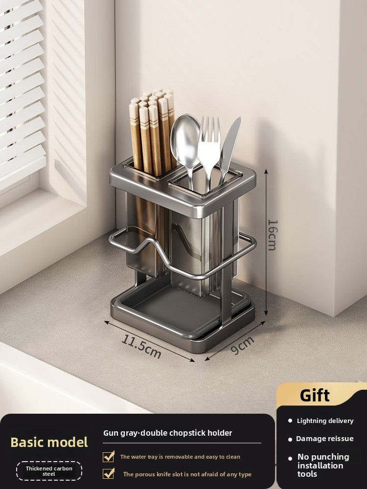 Kitchen knife holder shelf 2025 new countertop cutting board rack kitchen knife chopstick cage integrated cutting board knife storage rack