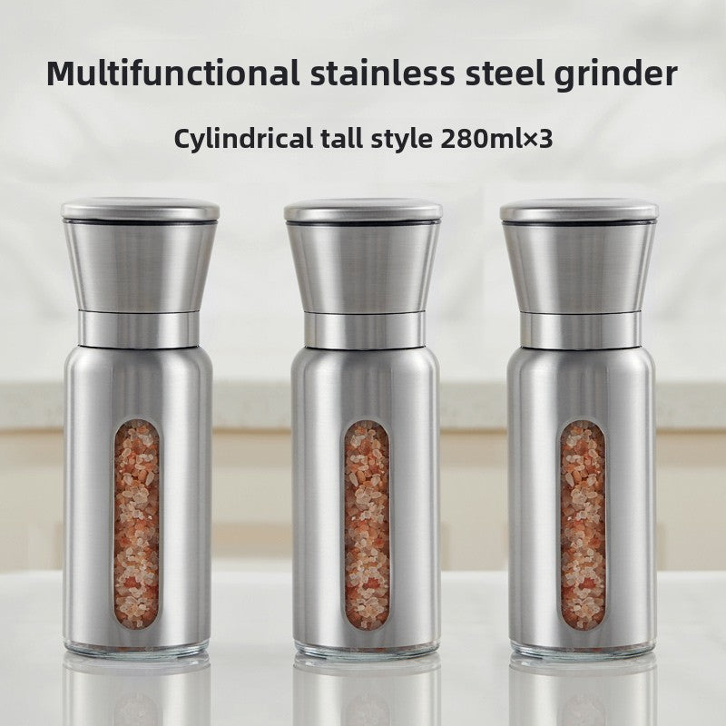 Pepper grinder Manual grinding Sea salt Pepper grains Pepper artifact Seasoning bottle Stainless steel grinding bottle Seasoning tank