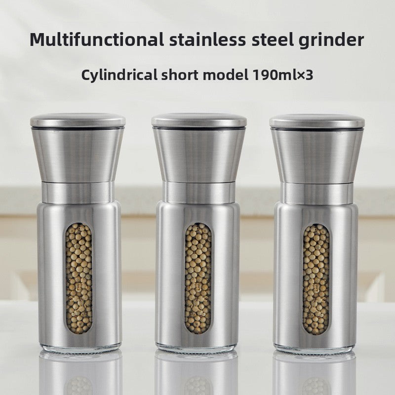 Pepper grinder Manual grinding Sea salt Pepper grains Pepper artifact Seasoning bottle Stainless steel grinding bottle Seasoning tank
