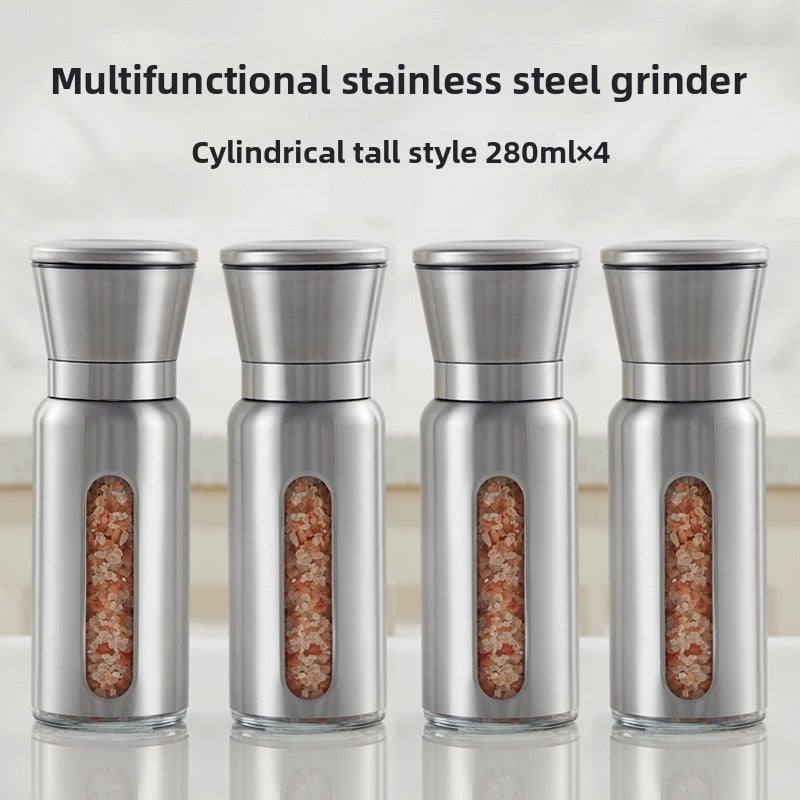 Pepper grinder Manual grinding Sea salt Pepper grains Pepper artifact Seasoning bottle Stainless steel grinding bottle Seasoning tank