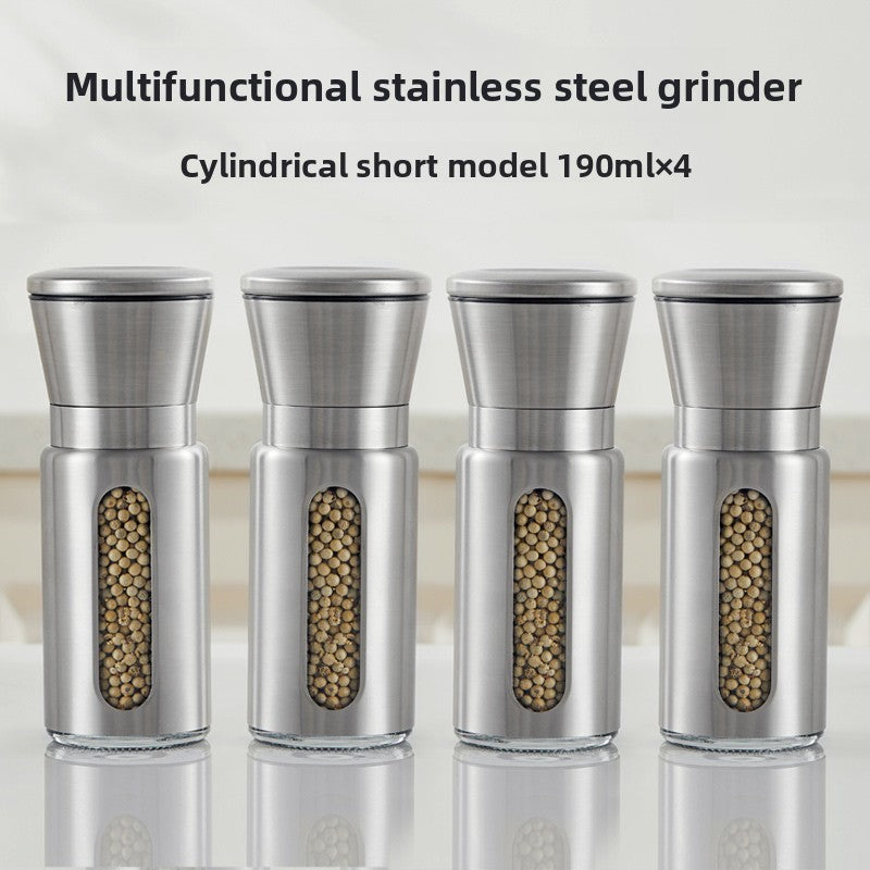 Pepper grinder Manual grinding Sea salt Pepper grains Pepper artifact Seasoning bottle Stainless steel grinding bottle Seasoning tank