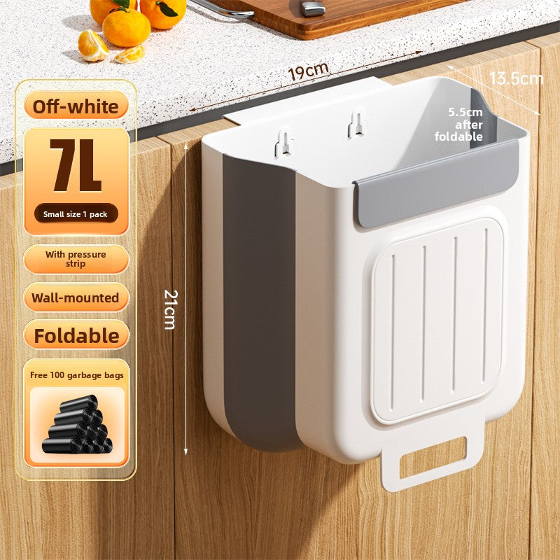 Kitchen trash can hanging type household food waste classification foldable cabinet door wall hanging bathroom toilet storage paper basket