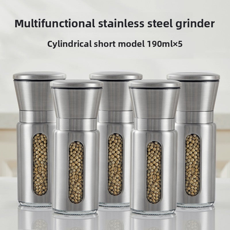 Pepper grinder Manual grinding Sea salt Pepper grains Pepper artifact Seasoning bottle Stainless steel grinding bottle Seasoning tank