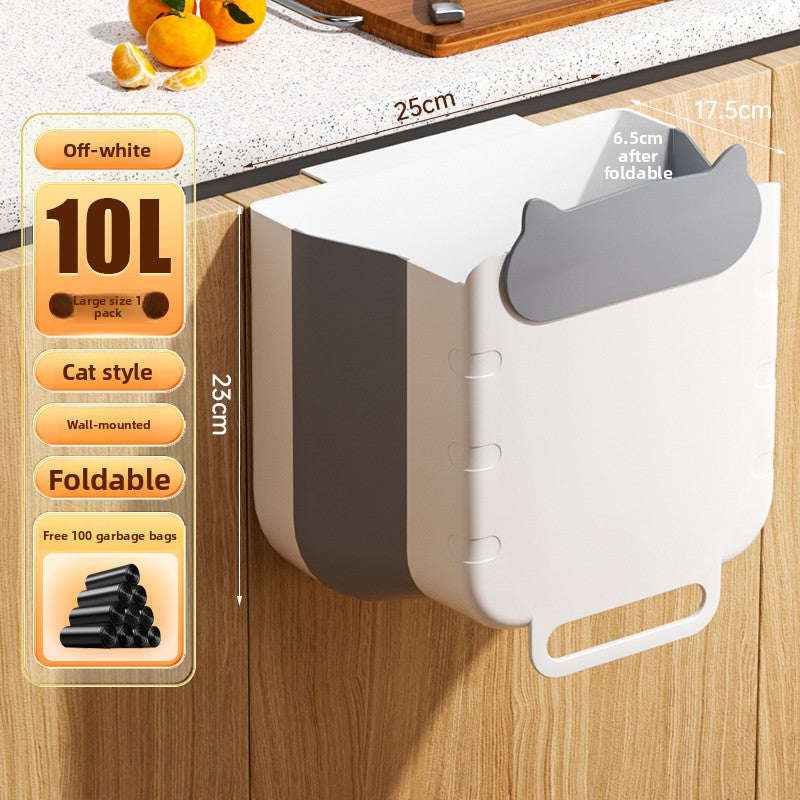 Kitchen trash can hanging type household food waste classification foldable cabinet door wall hanging bathroom toilet storage paper basket