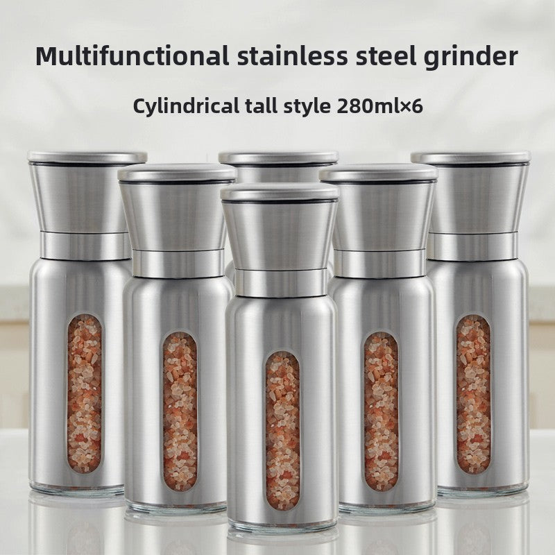 Pepper grinder Manual grinding Sea salt Pepper grains Pepper artifact Seasoning bottle Stainless steel grinding bottle Seasoning tank