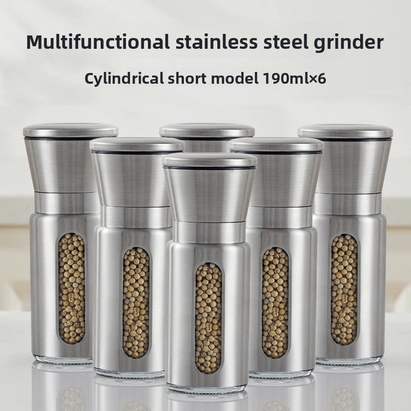 Pepper grinder Manual grinding Sea salt Pepper grains Pepper artifact Seasoning bottle Stainless steel grinding bottle Seasoning tank