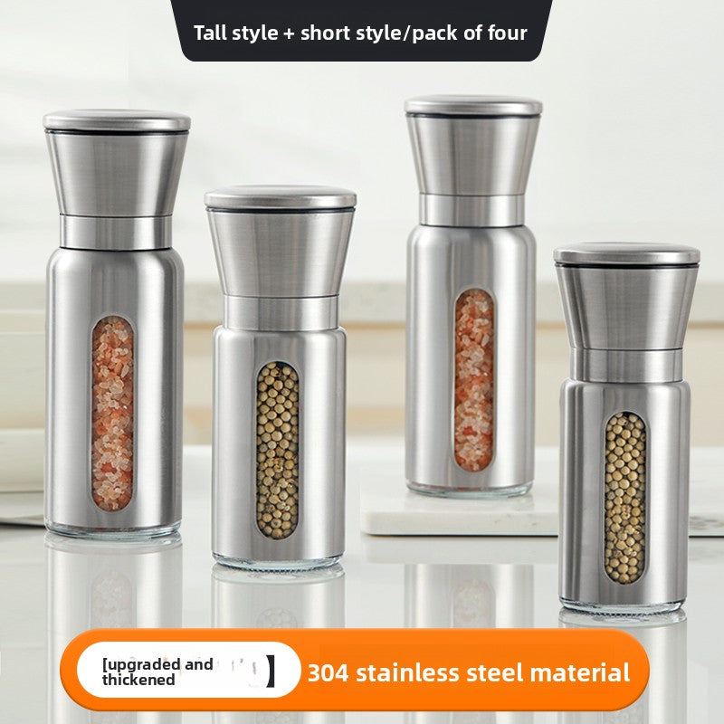 Pepper grinder Manual grinding Sea salt Pepper grains Pepper artifact Seasoning bottle Stainless steel grinding bottle Seasoning tank