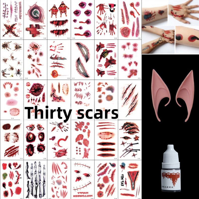 Halloween decoration makeup fake scars stickers ornaments face stickers tattoo stickers vampire costume horror makeup props Halloween essentials
