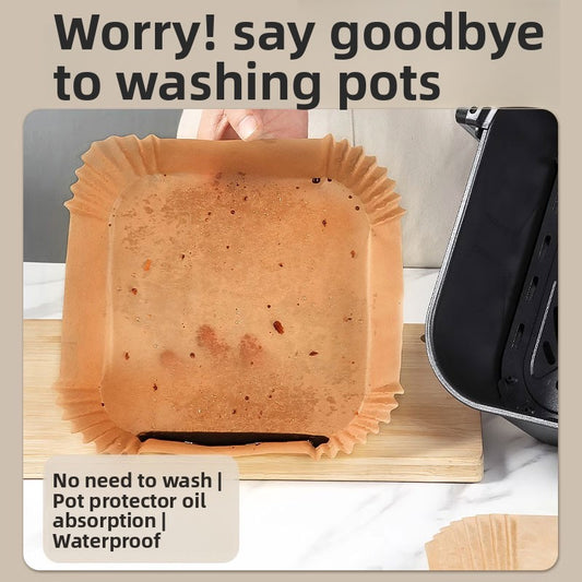 Air fryer special paper, oven oil-absorbing pad paper, household food grease trap bowl, high temperature resistant square baking silicone oil paper