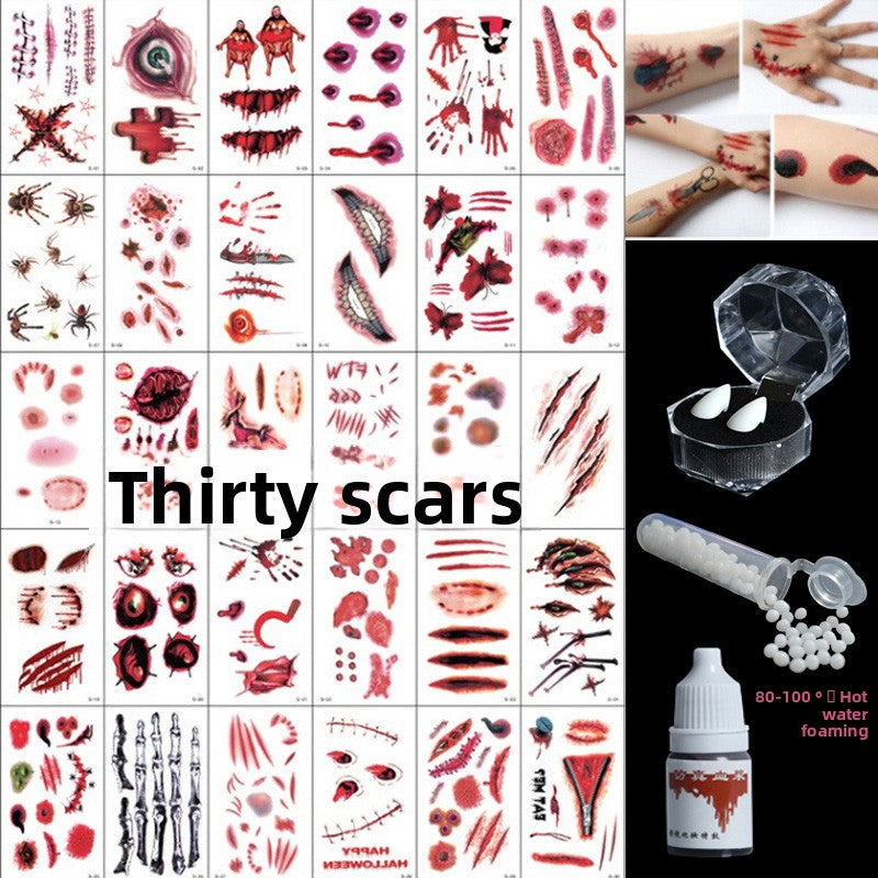 Halloween decoration makeup fake scars stickers ornaments face stickers tattoo stickers vampire costume horror makeup props Halloween essentials