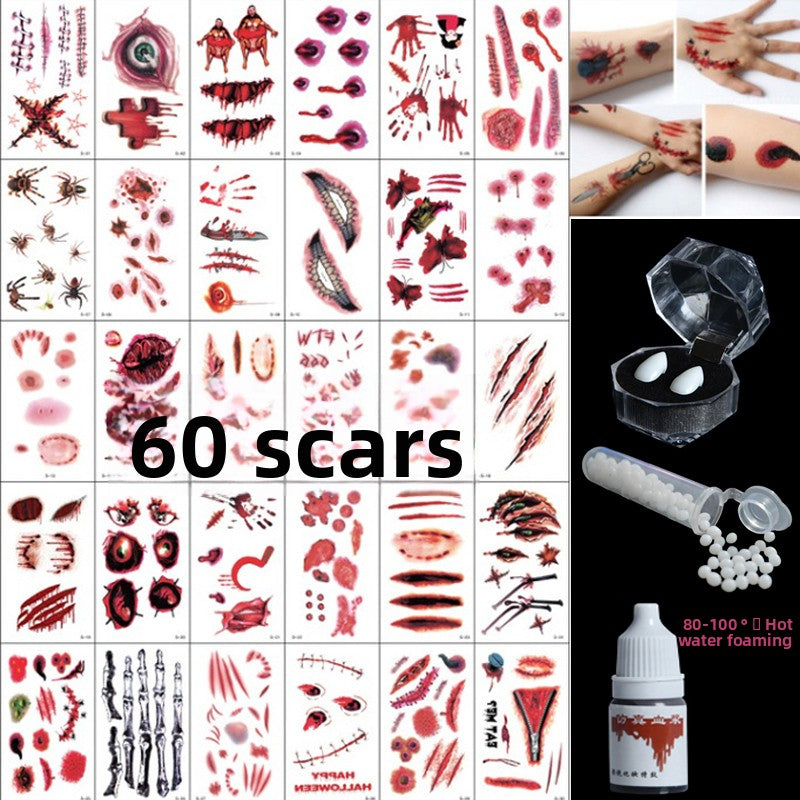 Halloween decoration makeup fake scars stickers ornaments face stickers tattoo stickers vampire costume horror makeup props Halloween essentials
