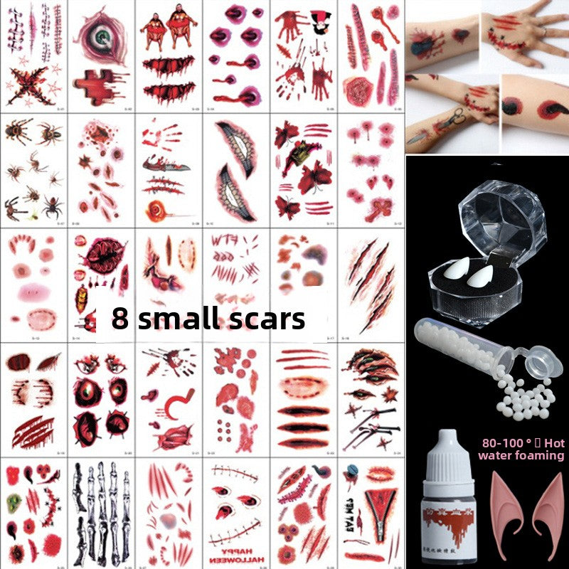 Halloween decoration makeup fake scars stickers ornaments face stickers tattoo stickers vampire costume horror makeup props Halloween essentials