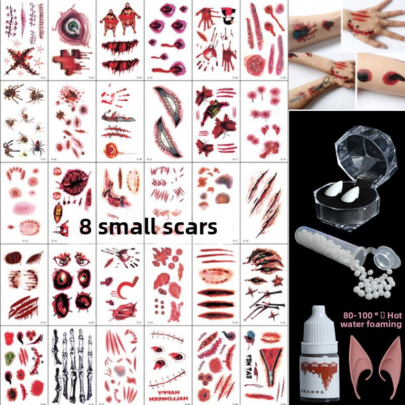 Halloween decoration makeup fake scars stickers ornaments face stickers tattoo stickers vampire costume horror makeup props Halloween essentials