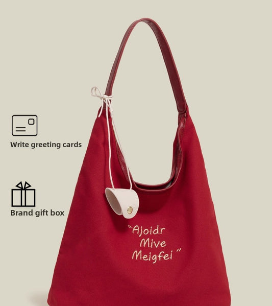 Korean early autumn original canvas bag women's 2025 new large-capacity casual shoulder tote bag