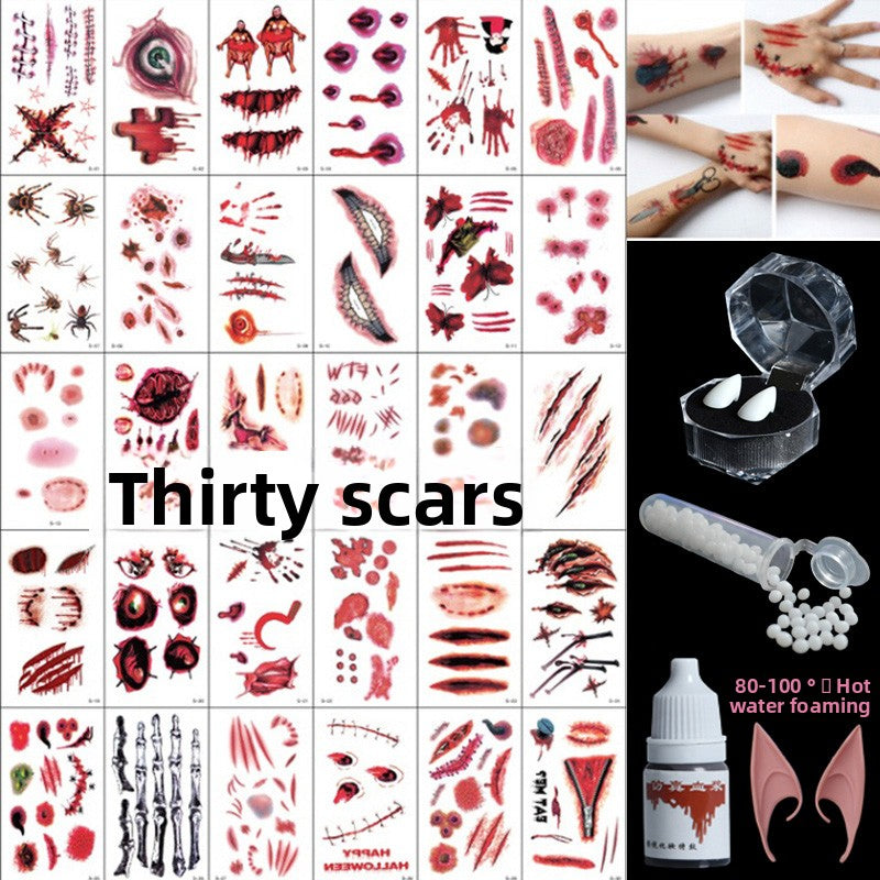 Halloween decoration makeup fake scars stickers ornaments face stickers tattoo stickers vampire costume horror makeup props Halloween essentials