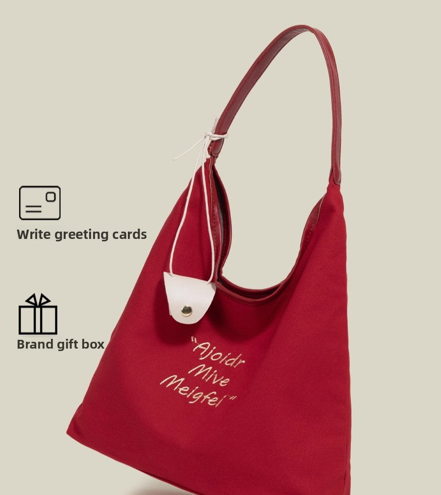 Korean early autumn original canvas bag women's 2025 new large-capacity casual shoulder tote bag
