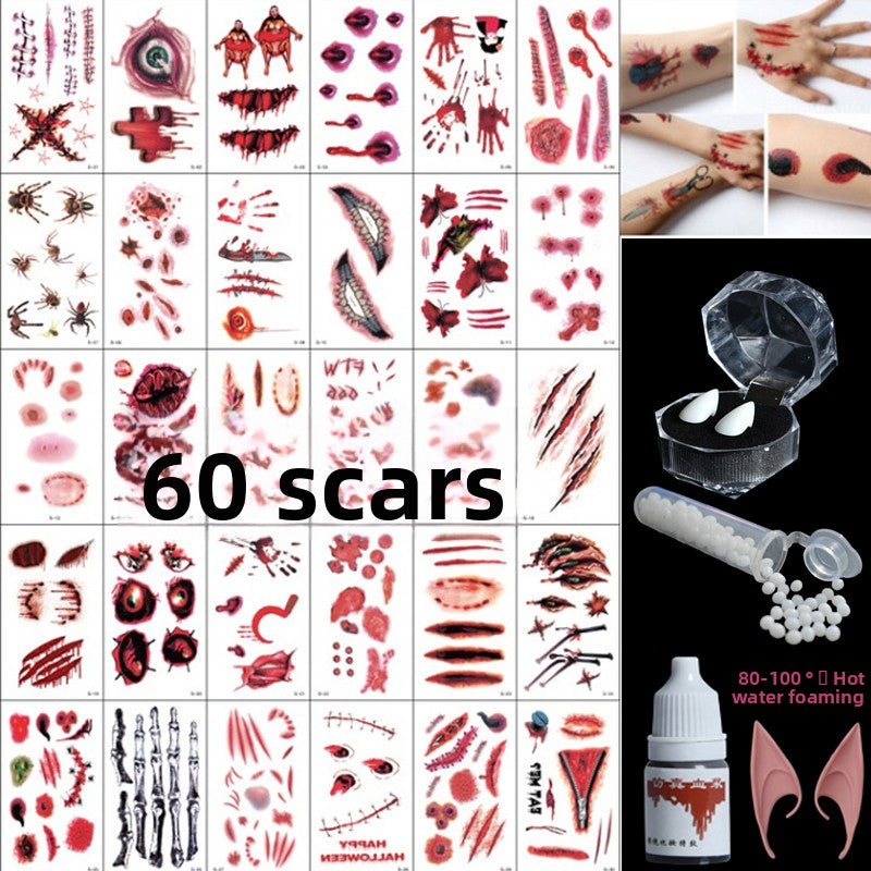 Halloween decoration makeup fake scars stickers ornaments face stickers tattoo stickers vampire costume horror makeup props Halloween essentials